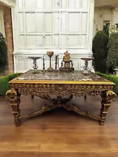 Marble Top Gold Gilt Dining Table