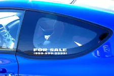 Custom for sale decal (2), add your phone number decal, for sale sticker for car