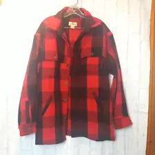 VINTAGE WOOLRICH Red/Black Buffalo Check Wool-blend Coat