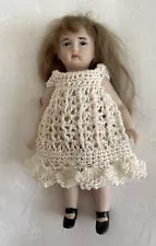 Crochet Dress for 4 1/2" Antique All Bisque Flapper Mignonette Kestner Ivory