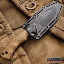 9" Tactical Knife FIXED BLADE KNIFE w/ Kydex Sheath Coyote Brown Survival Knife