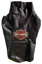 Vtg 2000 Harley Davidson Faux Leather Vest L Pet Dog Zippered Biker Jacket Y2K