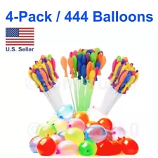 4-Pack 444 Water Balloons Instant Self-Sealing and Quick Filling + Free Nozzle