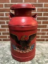 Wanzer 66 Large Antique Red Patriotic Americana Bald Eagle Milk Can