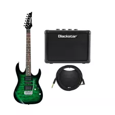 Ibanez GRX70QA GIO Electric Guitar Transparent Emerald Burst Bundle with Amp