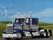 1/64 DCP BLUE/SILVER KENWORTH W900L W/ 60" FLAT TOP SLEEPER