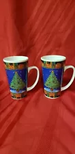 Certified International Jan Pashley Tall Christmas Coffee Latte Mugs-SALE