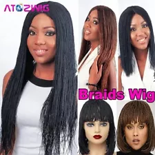 African Braided Wigs Micro hair Wig Brown Black Braids Wig for African American