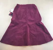 VTG Lilli Ann Collection Womens Skirt Size 12 Maroon NEW Midi UltraSuede #2116