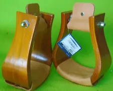 New PARTRADE Western Saddle Varnished Wooden 3" Deep BELL STIRRUPS ~ $110 NEW