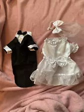 Small Dog Wedding dress Vail and Tuxedo Used 15 Minutes