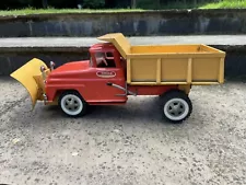 Vintage Metal Tonka Tipper Dump Truck with Plough Attachment