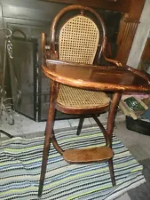 Vintage 20th Thonet Art Nouveau, Thonet children Bent Wood high chair