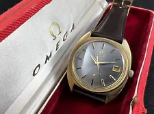 Serviced 1970 14K Omega Constellation 168.017 Gray Dial Gold Capped Watch + Box