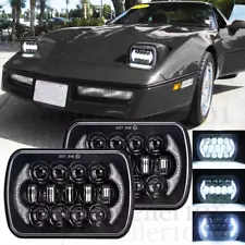 For Chevy Corvette 1984-1996 DOT Pair 5X7" 7x6" Squared LED Headlights Hi-Lo DRL