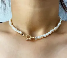 Baroque Pearl Necklace-Cultured Freshwater Pearl OT Choker Necklace for Women