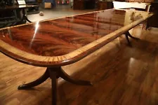 Mahogany Dining Room Table with Three Leaves, Opens to 142" and Seats 14 People