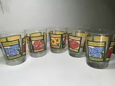 Vintage Garden Seeds Floral Tumblers Marigold Carnation Gardening set of 5