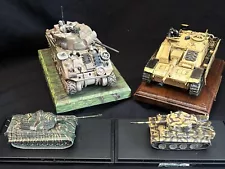 4 Display Model WWII TANKS M4A4 SHERMAN King Tiger TIGER Sturmgeschütz III AusfG