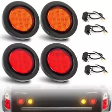 Red/Amber 2.5" Round 13 LED Truck Trailer Side Marker Clearance Light Grommet