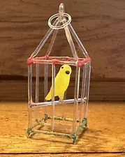 Lauscha German Christmas Ornament Glass Bird In Cage for Feather Tree Handblown