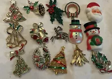 Vintage Christmas Pins LOT