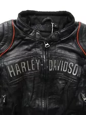 Harley Davidson women's Eclipse motorcycle jacket small black leather LJKTC304