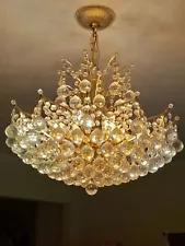 Chandelier Swarovski Crystal Balls Gold Frame