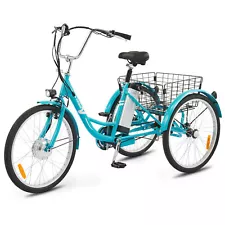 Secondhand 24" Electric Tricycle for Adults Long Range 3 Wheel w250W Motor Blue