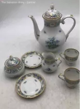 Bavaria Schumann White Blue Floral Porcelain Forget Me Not German Tea Set Of 7