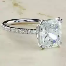 4Ct Cushion Cut Off White Diamond 925 Silver Ring Great Shine