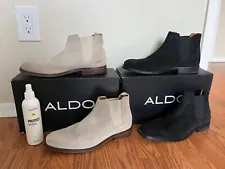 Aldo men shoes Chelsea boot size 8 black beige tan used good condition for sale 