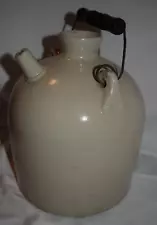 Antique Moonshine Whiskey Stoneware 8" Jug Crock Wire Wood Handle Pourspout