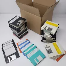 Random Lot of 50 - 3.5" Used Vintage Floppy Disks Sold As Blanks 1990's Software