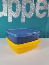 Tupperware Lunch-It Container Divided Set of 2 Blue And Yellow New Sale