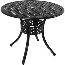 33 in Cast Aluminum Round Patio Dining Table - Black by Sunnydaze