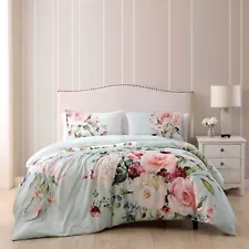 Rose on Misty Green 5 Piece Reversible Comforter Set in King- Final sale