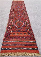 Afghan Hand Woven Mashwani Kilim Wool Area Runner Rug 8.0 x 1.10 Ft