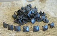 50 DECORATIVE NAILS DENTED CLAVOS HAND FORGED METAL TACKS 1" BLACK DISTRESSED