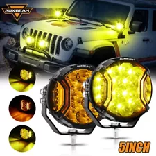 Auxbeam 5" LED Driving Light Hyper Spot Beam Work Pods Amber Side Shooter DRL (For: Diesel 455 4X4)