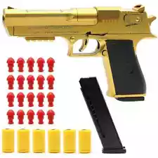 Toy Desert Eagle Gold Pistol Safe Soft Bullet Shell Firing Play Gun Kids Gift US