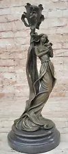 Elegant Art Nouveau Bronze Maiden Candleholder by Milo for Home Office Deco Sale