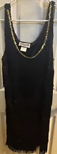 Women Flapper Dress Sz L Black Fringe Flapper Costume 20s Party Great Gatsby