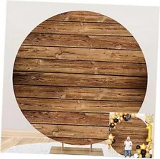 Rustic Wood Round Backdrop 7.2ft Wooden Round Photo Backdrop Brown Wood 7.2FT