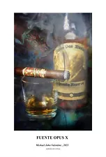 18 x 24 Opus X Cigar and 15 Year Pappy Van Winkle's Bourbon Poster Print