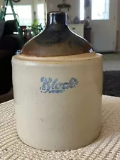 Black's Antique Liquor Stoneware Advertising Whiskey Moonshine Jug Crock 1 Gal.