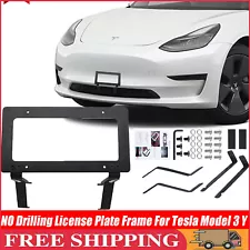 For Tesla Model 3 17+ NO DRILLING Front License Plate Frame Mount Holder Bracket