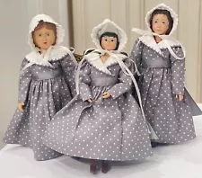 Boneka Gray Dot Regency Dress + Bonnet + Sash 16cm 4 Hitty & 6.5" Dolls READ