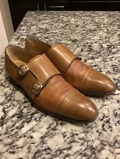 Men’s 9A Santos monk strap two-tone antique shoes Burnished