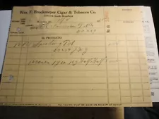 1930'S THE WM. F. BROCKMEYER CIGAR TABACCO COMPANY SALES RECEIPTS 15 RECTS BBA45